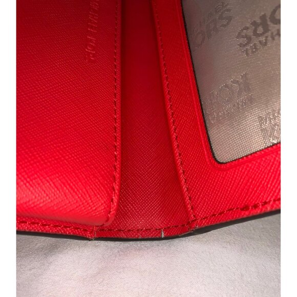 SOLD***Michael Kors Floral Snap Bifold Wallet Wristlet Red Gold - Picture 11 of 12